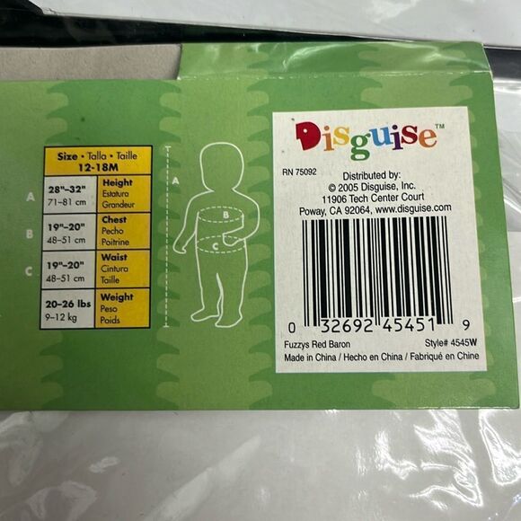 Fuzzys Red Baron Two Piece Set Infant Costume Zipper Hook and Loop 12-18 Months - Picture 4 of 15